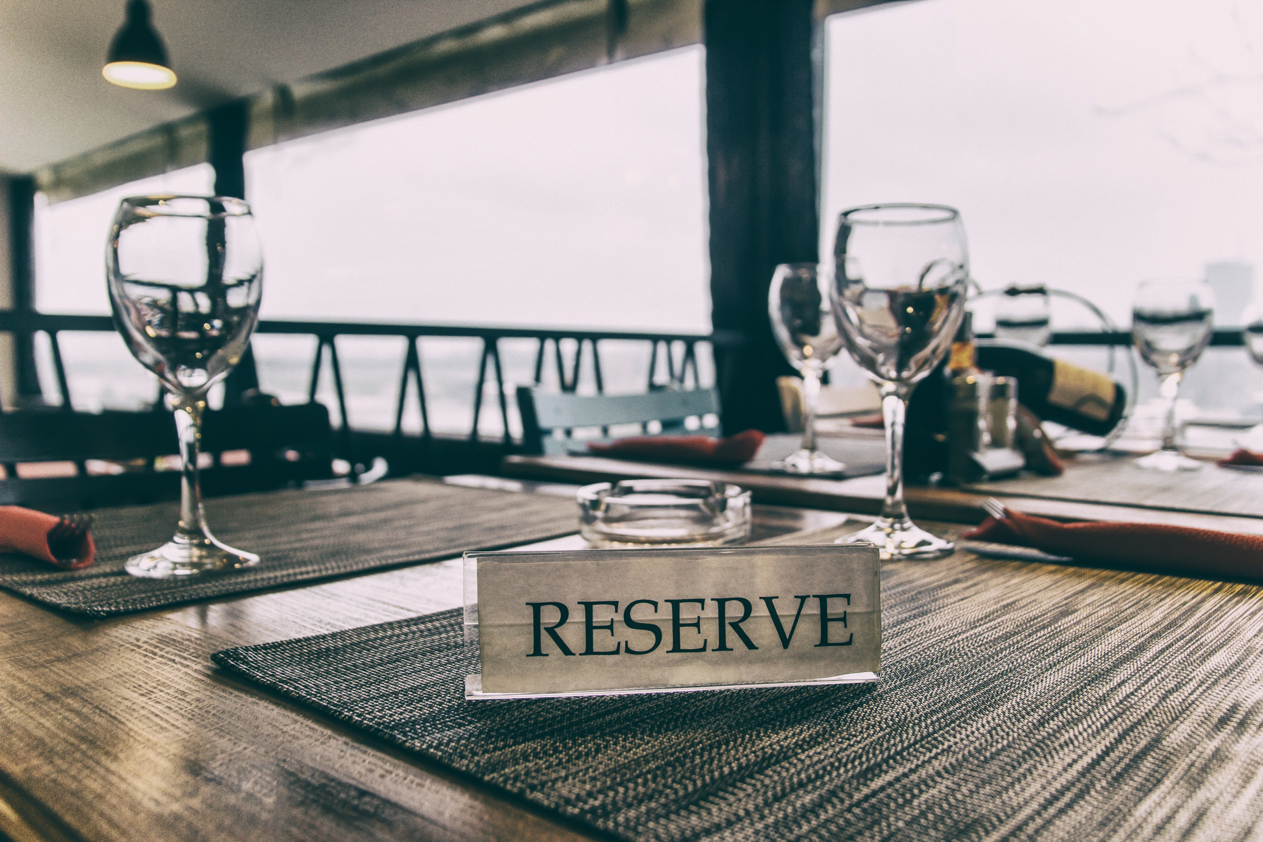 glasses on the reserved table